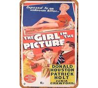 Zuhhgii Vintage Classic Movie Poster Tin Sign THE GIRL IN THE PICTURE Original Daybill Movie Poster 1957 Donald Houston Film Noir Retro Metal Film TV Poster Gift Karaoke Bar Pub Club Decorative Wall