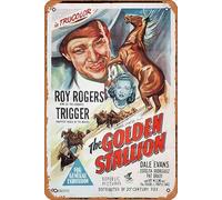 Zuhhgii Vintage Classic Movie Poster Tin Sign THE GOLDEN STALLION Original One sheet Movie Poster Roy Rogers VERY RARE Retro Metal Film TV Poster Gift Karaoke Bar Pub Club Decorative Wall Plates Man