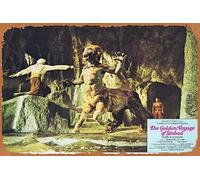 Zuhhgii Vintage Classic Movie Poster Tin Sign THE GOLDEN VOYAGE OF SINBAD Original Lobby Card 5 Ray Harryhausen Retro Metal Film TV Poster Gift Karaoke Bar Pub Club Decorative Wall Plates Man Cave