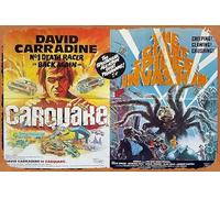 Zuhhgii Vintage Classic Old Movie CARQUAKE GIANT SPIDER INVASION Double Bill Sci Fi British Quad Movie poster Film Poster Metal Tin Sign TV Poster Gift Karaoke Bar Pub Club Decorative Wall Plates Man
