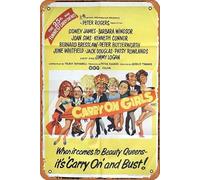 Zuhhgii Vintage Classic Old Movie CARRY ON GIRLS Original One sheet Movie Poster Sid James Barbara Windsor Joan Sims Film Poster Metal Tin Sign TV Poster Gift Karaoke Bar Pub Club Decorative Wall