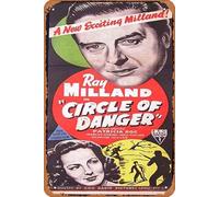 Zuhhgii Vintage Classic Old Movie CIRCLE OF DANGER Movie Poster 1951 Ray Milland RKO NOIR daybill Film Poster Metal Tin Sign TV Poster Gift Karaoke Bar Pub Club Decorative Wall Plates Man Cave Home