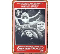 Zuhhgii Vintage Classic Old Movie COUNTESS DRACULA Original Daybill Movie Poster HAMMER HORROR Ingrid Pitt Film Poster Metal Tin Sign TV Poster Gift Karaoke Bar Pub Club Decorative Wall Plates Man