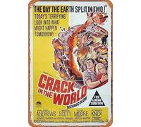 Zuhhgii Vintage Classic Old Movie CRACK IN THE WORLD One Sheet Movie Poster Vincent Price Science Fiction Film Poster Metal Tin Sign TV Poster Gift Karaoke Bar Pub Club Decorative Wall Plates Man Cave