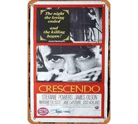 Zuhhgii Vintage Classic Old Movie CRESCENDO Original Daybill Movie Poster STEFANIE POWERS Autograph Film Poster Metal Tin Sign TV Poster Gift Karaoke Bar Pub Club Decorative Wall Plates Man Cave Home