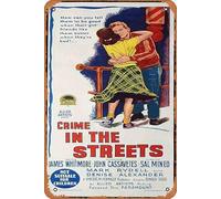 Zuhhgii Vintage Classic Old Movie CRIME IN THE STREETS 1956 Sal Mineo RICHARDSON STUDIO Daybill Movie poster Film Poster Metal Tin Sign TV Poster Gift Karaoke Bar Pub Club Decorative Wall Plates Man
