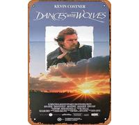 Zuhhgii Vintage Classic Old Movie DANCES WITH WOLVES Daybill Movie poster Kevin Costner Mary McDonnell Film Poster Metal Tin Sign TV Poster Gift Karaoke Bar Pub Club Decorative Wall Plates Man Cave