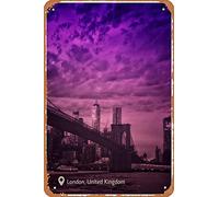 Zuhhgii Vintage London Cityscape Funny Vintage Tin Sign Wall Anime Cartoon Poster Retro Iron Painting Metal Plaque for Bar Cafe Garage Home Gift Birthday Wedding 12x8 inch.