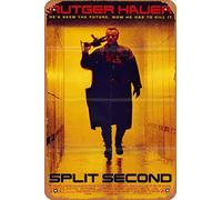 Zuhhgii Vintage Look Metal Sign Split Second He's seen the future. Now he has to kill it. 1992 Movie Poster Retro of Classic Old Film Poster Metal Sign Bar Gift Wall Art Decor Tin Sign - 8x12inch.