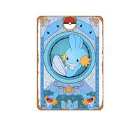 Zuhhgii Vintage Metal Poster - Erin Fitzgerald Stained Glass Mudkip Tin Sign 12 X 8 Inches Suitable for Wall Decoration of Bar,Cafe,Garage,Man CAVE