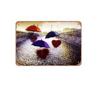 Zuhhgii Vintage Metal Poster - Roxanne Goldstein Three Lonely Hearts In The Rain Tin Sign 12 X 8 Inches Suitable for Wall Decoration of Bar,Cafe,Garage,Man CAVE