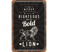 Zuhhgii Vintage Metal Signs,Funny Proverbs 28:1 "Bold as a Lion" Inspirational Poster - Slingshot Publishing Poster Sign Wall Art Decor Plaque for Musical Man Cave Farmhouse Bar Pub Club Cafe Bathroom