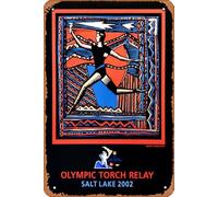 Zuhhgii Vintage Metal Signs,Funny Salt Lake 2002 Winter Olympics Torch Relay Commemorative Poster Poster Sign Wall Art Decor Plaque for Musical Man Cave Farmhouse Bar Pub Club Cafe Bathroom Movie