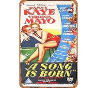 Zuhhgii Vintage Movie Poster A SONG IS BORN Daybill Movie poster 1948 Rare RKO JAZZ Danny Kaye Benny Goodman Tin Sign,Retro of Classic Old Film Poster Metal Sign Bar Gift Karaoke Club Man Cave Wall
