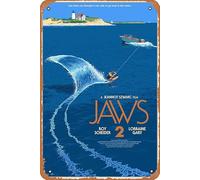 Zuhhgii Vintage Movie Poster Tin Sign Jaws 2 Classic Film Decor Wall Art Painting Poster Musical Bar Pub Cafe Wall Kitchen Bathroo Poster Karaoke Retro Decor Art 8x12 inch Film Television Metal Tin