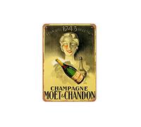 Zuhhgii Vintage Tin Sign Ad For Champagne Moet Chandon Deux Siecles De Perfection 1943 Vintage Beverage Poster Wine Aperitif Wall Decor Decorations Art Poster Gift Metal Sign 8x12 Inch
