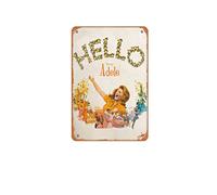 Zuhhgii Vintage Tin Sign Adele Hello Retro Music Poster Framed Music Print Vintage Style Music Decor Wall Decor Art Poster Gift Metal Sign 8x12 Inch