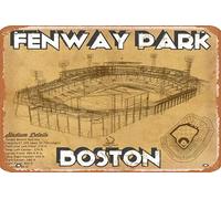 Zuhhgii Vintage Tin Sign Boston Fenway Park Brown Metal Sign Retro Wall Decor for Home Cafes Office Store Pubs Club Sign Gift 8x12 Inches Plaque.