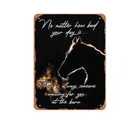 Zuhhgii Vintage Tin Sign Horse Canvas Poster No Matter How Bad Your Day Is There Is Always Someone Waiting For You At The Barn Wall Decor Decorations Art Poster Gift Metal Sign 8x12Inch