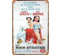 Zuhhgii Vintage Tin Sign THE MAIN ATTRACTION Original Daybill Movie Poster Pat Boone Nancy Kwan Retro of Classic Old Film Poster Metal Sign TV Bar Man Cave Wall Decor 8x12 Inches.