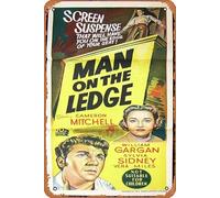 Zuhhgii Vintage Tin Sign THE MAN ON THE LEDGE Movie poster Film Noir Cameron Mitchell Retro of Classic Old Film Poster Metal Sign TV Bar Man Cave Wall Decor 8x12 Inches.