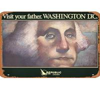Zuhhgii WASHINGTON D. C. - Republic Airlines Movie Poster Retro Film Tin Sign Cafe Restaurant Home Wall Retro Club Restaurant Man Cave Gift Vintage Metal Sign 12x8 inch.