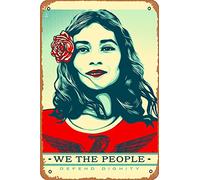 Zuhhgii We The People Defend Dignity (Shepard Fairey) Art Poster Tin Sign Film Movie Cinema Theater 8x12 Inches - Vintage Metal Tin Sign for Home Bar Pub Garage Decor Gifts