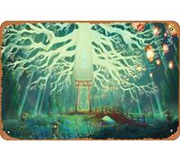 Zuhhgii White Bird Grave Magic and Fantasy Nature and Landscapes Concept Art Metal Tin Sign - 8x12 Vintage Look Poster Wall Decor Plaque