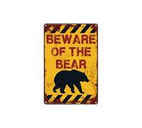 ZUHK 20x30cm Animal Warning Sign/Funny Vintage Metal Garden Warning Sign fit for Wall Art Decoration with 4 Hole fit for Home Bar Restaurant Pub Cafe Accessories (Beware of The Bear)