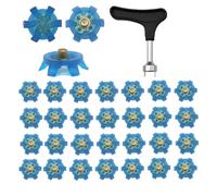 ZUHK 30 Pieces Golf Shoe Spikes Replacements+Golf Cleats Spanner,Stainless Steel Shoe Wrench Spike Replacement Aid fit for Golf Shoe Accessories (Blue)