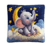 ZUHK 3D DIY Latch Hook Kits -17x17 Inch with Colorful Printed Canvas,Beginners Animals Latch Hook Pillow Kit,fit for Christmas, Halloween,Home Sofa Decoration (Elephant B)