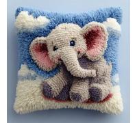 ZUHK 3D Latch Hook Kits for Adults,17x17 in Pattern Printed Throw Pillow Case fit for Home Sofa Decoration (Elephant B)