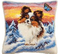 ZUHK 3D Pillow Cushion Cover DIY Kit | Latch Hook Embroidery Set | Cross Stitch Tool Included | 43x43cm fit for DIY Home Accessories (Dog)