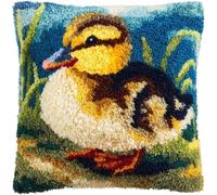 ZUHK 3D Pillow Cushion Cover DIY Kit | Latch Hook Embroidery Set | Cross Stitch Tool Included | 43x43cm fit for Handmade Home Decor Kit (Duck 2)