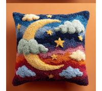 ZUHK 3D Pillow Cushion Cover DIY Kit | Latch Hook Embroidery Set | Cross Stitch Tool Included | 43x43cm fit for DIY Home Accessories (Moon)