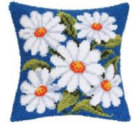 ZUHK 3D Pillow Cushion Cover DIY Kit | Latch Hook Embroidery Set | Cross Stitch Tool Included | 43x43cm fit for DIY Home Accessories (Flower R)