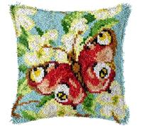ZUHK 3D Pillow Cushion Cover DIY Kit | Latch Hook Embroidery Set | Cross Stitch Tool Included | 43x43cm fit for DIY Home Accessories (Butterfly)