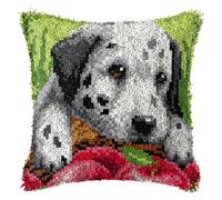 ZUHK Animal DIY Latch Hook Kits,with Printed Pillowcase Embroidery Kit Cushion Cover Carpet Set Needlework Cover Sofa Cushion Craft 17x17 inch fit for Adults and Beginners (Dog B)