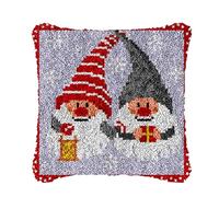 ZUHK Christmas Latch Hook Kits with Christmas Pattern Printed Canvas Crochet Gift Cross Stitch Sofa Cushion Cover Tool fit for Kids and Adults,43x43 cm (Snowman B)
