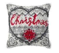 ZUHK Christmas Latch Hook Kits with Christmas Pattern Printed Canvas Crochet Gift Cross Stitch Sofa Cushion Cover Tool fit for Kids and Adults,43x43 cm (Snowman)
