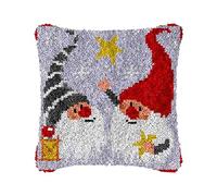 ZUHK Christmas Latch Hook Kits with Christmas Pattern Printed Canvas Crochet Gift Cross Stitch Sofa Cushion Cover Tool fit for Kids and Adults,43x43 cm (Snowman A)