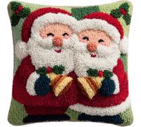 ZUHK Christmas Latch Hook Pillow Kit 43x43cm - DIY Pre-Printed Cushion Cover fit for Adults and Beginners,Xmas, Halloween,Home Sofa Decoration (Christmas Snowman b)