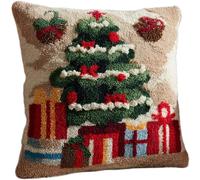 ZUHK Christmas Latch Hook Pillow Kit 43x43cm - DIY Pre-Printed Cushion Cover fit for Adults and Beginners,Xmas, Halloween,Home Sofa Decoration (Christmas Tres)