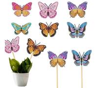 ZUHK Colorful Butterfly Diamond Painting Kits, Diamond Art Kits for Garden Decor, Butterfly Stakes Diamond Art Kits fit for Plant Decoration/Outdoor Yard/Yard Decor (8 Piece)