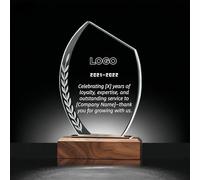 ZUHK Custom Crystal Trophy with Solid Wood Base - Personalized (Engraving/Logo/Photo/Custom Plaque), Customizable | For Employee Recognition, Coworker/Boss Retirement, Anniversary, Sports (A16)