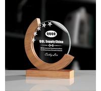 ZUHK Custom Crystal Trophy with Solid Wood Base - Personalized (Engraving/Logo/Photo/Custom Plaque), Customizable | For Employee Recognition, Coworker/Boss Retirement, Anniversary, Sports (A1)