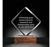 ZUHK Custom Crystal Trophy with Solid Wood Base - Personalized (Engraving/Logo/Photo/Custom Plaque), Customizable | For Employee Recognition, Coworker/Boss Retirement, Anniversary, Sports (A11)