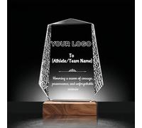 ZUHK Custom Crystal Trophy with Solid Wood Base - Personalized (Engraving/Logo/Photo/Custom Plaque), Customizable | For Employee Recognition, Coworker/Boss Retirement, Anniversary, Sports (A2)