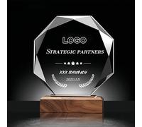 ZUHK Custom Crystal Trophy with Solid Wood Base - Personalized (Engraving/Logo/Photo/Custom Plaque), Customizable | For Employee Recognition, Coworker/Boss Retirement, Anniversary, Sports (A9)