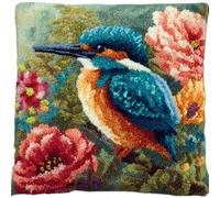 ZUHK DIY Latch Hook Cushion Kit - Cross Stitch Yarn Craft Set fit for Beginners and Adults, Sofa Decor 43x43cm (Hummingbird)